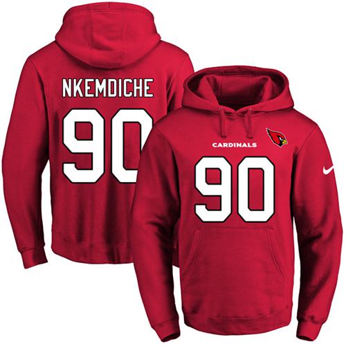 Nike Cardinals #90 Robert Nkemdiche Red Name & Number Pullover NFL Hoodie - Click Image to Close